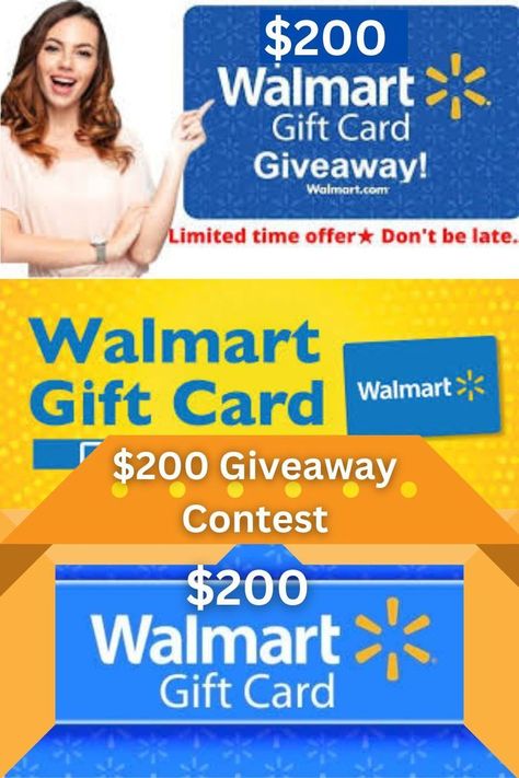 $200 Walmart Gift card giveaway! A contest program running For Walmart USA only, If you are willing to get it, Take registration on the contest and win the rewards. #baseballcards #giftsformom #cardcollection Giveaway Background Aesthetic, Giveaway Announcement Design, Giveaway Bags, Walmart Usa, Birthday Giveaways, Giveaway Gifts, Forever Gifts, Walmart Gift Cards, Instagram Giveaway