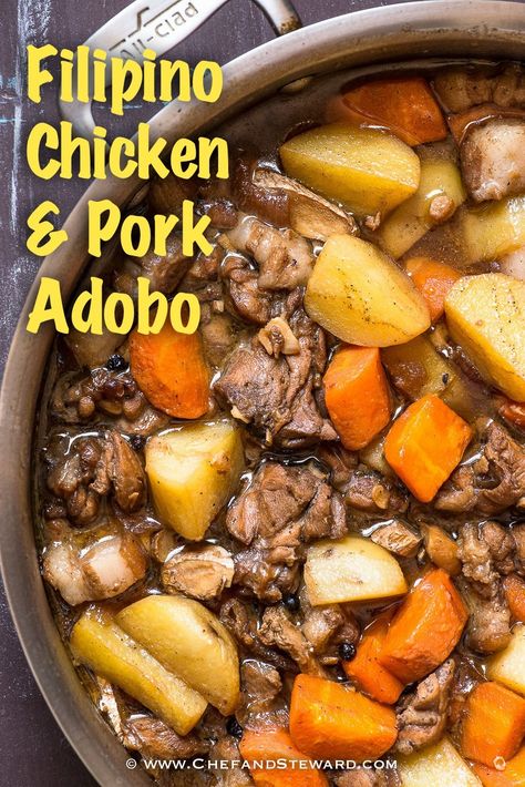 Pork Recipes Filipino, Chicken And Pork Recipes, Chicken And Pork Adobo, Chicken Adobo Filipino, Pork Adobo Recipe, Filipino Pork Recipes, Phillipino Food, Filipino Adobo, Recipes Filipino