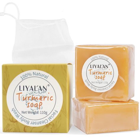 -Deep Cleansing: LiyalanTurmeric bar soap can clean pores and impurities,remove excessive oil and skin horn and dirt,sooth acne-prone skin. -Anti-oxidation and moisturize: Turmeric extract has anti aging property, can reduce pigmentation & Reduces Wrinkles, help lock in moisture when use. keep skin elastic and young -It contains 2 bars of turmeric soap and give away a soap foaming net . For deeper cleansing, it’s recommended to put the turmeric soap into the foaming net Turmeric Oil, Soap For Sensitive Skin, Turmeric Soap, Skin Cleansing, Bay Rum, Organic Turmeric, Skin Cleanse, Vegan Soap, Clean Pores