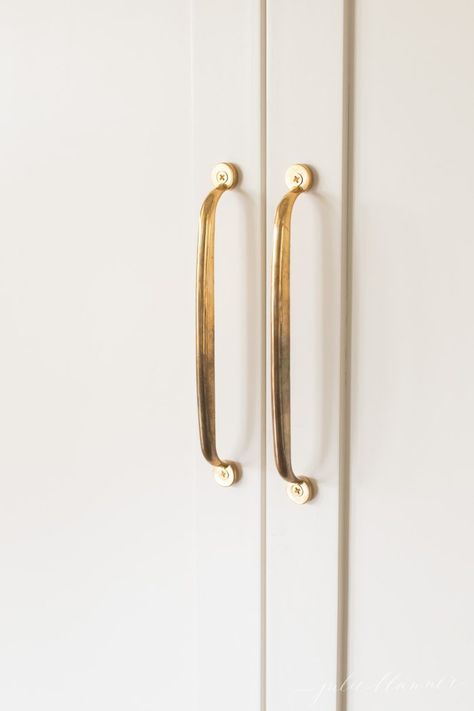 Solid Brass Cabinet Pulls, Unlacquered Brass Cabinet Hardware, Backplate Cabinet Hardware, Modern Traditional Hardware, Waterstreet Brass Hardware, Closet Hardware Ideas, Unlacquered Brass Hardware, Kitchen Knobs And Pulls, Brass Kitchen Hardware