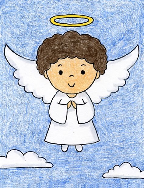 Inside you'll find an easy step-by-step How to Draw an Angel Tutorial and Angel Coloring Page. Stop by and download yours for free. Angel Easy Drawing, How To Draw Angels, Draw An Angel, Angel Drawing Easy, Draw Angel, Angel Tutorial, Gum Wrapper, Chain Tutorial, Angel Wings Drawing