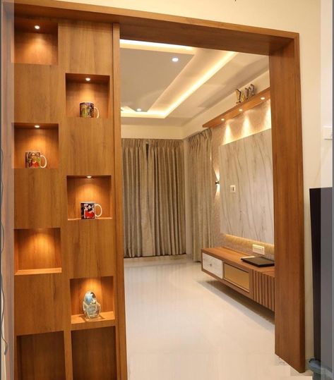 Home Divider Ideas, Hall Partition Living Rooms, Wooden Partition Design, Luxury Bedroom Interior, Partition Designs, Wall Partition Design, Wooden Ceiling Design, Tv Unit Interior Design, House Interior Design Styles