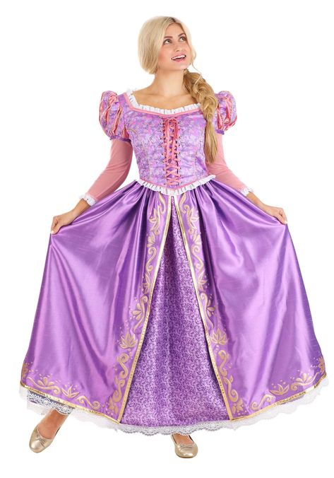 PRICES MAY VARY. Size: Medium COSTUME INCLUDES: This Disney Tangled Rapunzel Costume for women includes a dress made with brocade, spandex mesh, taffeta, and chiffon fabrics. FROM FUN COSTUMES: We're Halloween costume specialists and we're very excited to team up with Disney to make licensed outfits from their most celebrated animated features. Fans of Disney's Tangled will love roleplaying and recreating movie moments with this Rapunzel costume for women. AUTHENTIC DESIGN: We designed this prem Tangled Rapunzel Costume, Rapunzel Halloween Costume, Rapunzel Costume, Fun Costumes, Rapunzel Dress, Costume For Women, Taffeta Skirt, Floating Lights, Movie Moments