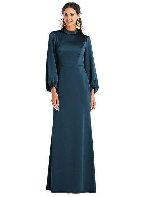 ❤️ 20 Dusty Blue Bridesmaid Dresses You’ll Love - Hi Miss Puff Braidsmaid Dresses, Bridesmaid Satin, Simple Bridesmaid Dresses, Dusty Blue Bridesmaid Dresses, Satin Dress Long, Mode Abaya, Trumpet Gown, Trumpet Skirt, Muslim Fashion Dress