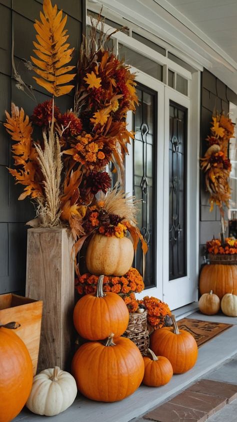 Transform your home with these cozy and cheap fall decor ideas for 2024 From simple DIY outdoor decorations to rustic farmhouse accents for your kitchen bedroom and mantle discover easy and budget-friendly ways to create a warm and inviting atmosphere Whether you prefer Dollar Store crafts or handmade projects these simple and elegant ideas will add a touch of Fall charm to your home Thanksgiving Yard Decorations Diy, Cheap Fall Decor Ideas, Diy Outdoor Decorations, Fall Mailbox, Fall Displays, Fall Yard Decor, Fall Landscaping, Cheap Fall Decor, Fall Wallpapers