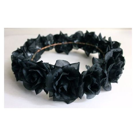 Black Flower Crown, Gothic Flower Crown, Black Flower Headband, Rave... ❤ liked on Polyvore featuring accessories, hair accessories, hats, goth hair accessories, rose hair accessories, rose flower crown, flower crown headband and floral garland Coachella Headband, Black Flower Crown, Gothic Hair Accessories, Hair Accessories Flower, Flowers Crown, Gothic Flowers, Rave Hair, Rose Flower Crown, Gothic Hairstyles