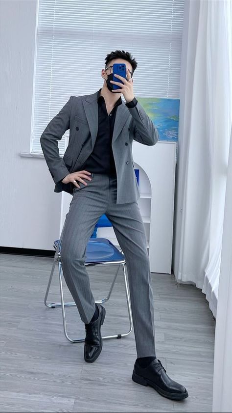 The focus on high-quality materials and expert tailoring in Korean formal suits ensures that each suit is both durable and elegant, suitable for various occasions. Korean Suit Men, Korean Men Suit, Men Fashion Suit, Korean Suit, Business Attire For Men, Wedding Kurta For Men, Black Suit Men, Mens Business Casual Outfits, Christmas Outfit Ideas