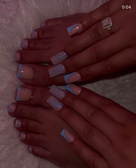 Hand And Toe Nails Matching, Nails And Toes Matching, Blue Toe Nails, Nails And Toes, Inexpensive Fashion, Gel Toe Nails, Acrylic Toe Nails, What What, Acrylic Nail Set