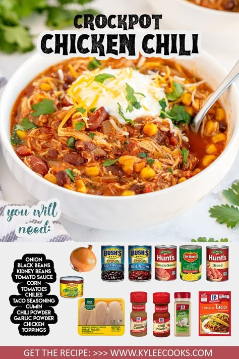 Best Crockpot Chicken Chili, Pulled Chicken Chili Crock Pot, Instapot Chicken Chili Recipe, Best Chili Recipe Crockpot Slow Cooker, Low Cal Chicken Chili, Macro Crockpot Chicken, Chicken Chili Soup Crockpot, Crockpot Chilli Chicken, Chicken Chilli Recipes Crockpot