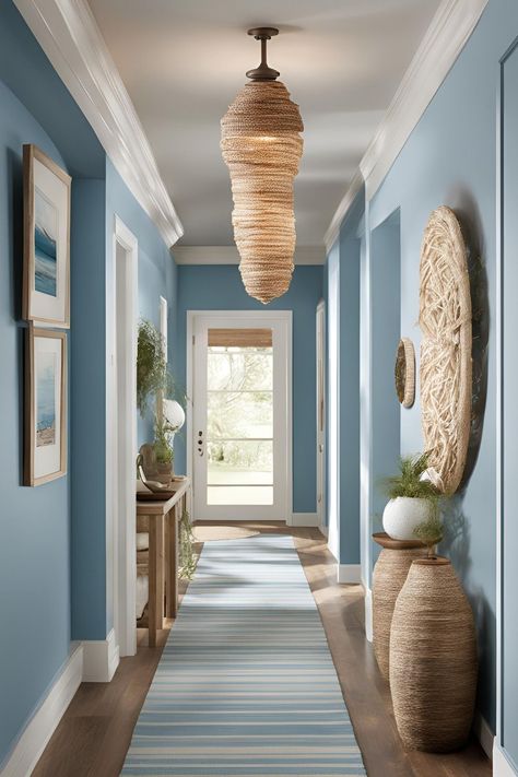 Coastal light fixtures hallway, pendant lights in hallway entryway, ceiling lights for hallways, modern coastal hallway lighting, farmhouse hallway lighting ideas, small hallway lighting options. Coastal Foyer Entryway, Beach House Hallway, Coastal Entryway Ideas, Coastal Foyer, Coastal Hallway, Entry Light Fixture, Cottage Foyer, Coastal Light Fixtures, Long Hallways