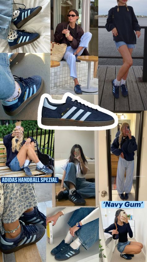 Adidas Handball Spezial, Adidas Handball, Aesthetic Outfits, Gum, Adidas, Navy, Handball