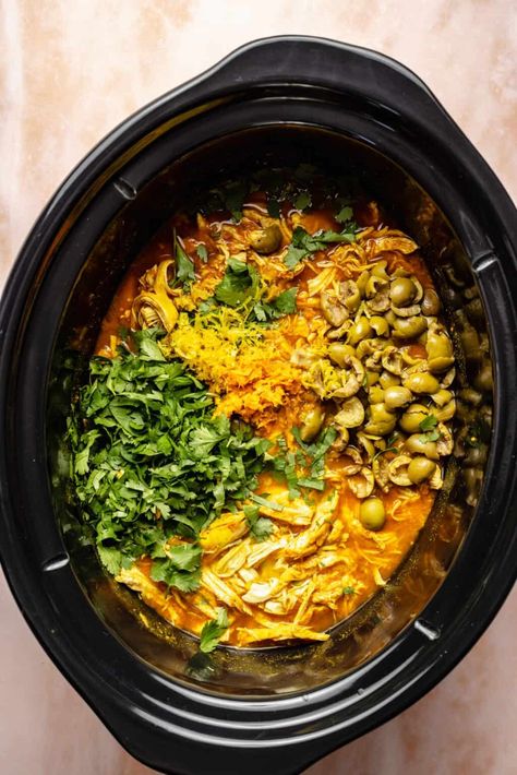 Slow Cooker Tagine-Inspired Chicken - The Defined Dish Chicken Tagine Slow Cooker, Slow Cooker Chicken Tagine, Tagine Chicken, Chicken Breast Slow Cooker, The Defined Dish, Defined Dish, Chicken Tagine, Moroccan Dishes, Salt And Pepper Chicken