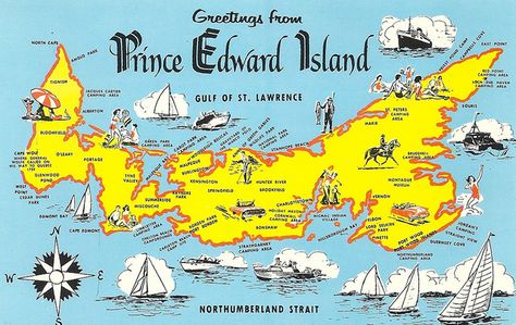 Canada - Prince Edward Island, Map | Flickr - Photo Sharing! Miniature Map, Prince Edward Island Canada, O Canada, Island Map, Postcard Collection, Prince Edward Island, Anne Of Green, Prince Edward, Anne Of Green Gables