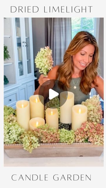 Janine Graff on Instagram: "Dried Limelight Candle Garden🤍
Preserve and savor the beauty of the limelight hydrangea’s unique color and texture long after it has bloomed, adding a touch of nature-inspired elegance to your home. 

Create a chic centerpiece that effortlessly brings the outdoors inside in style. Simply gather your cut blooms in a shallow container or wooden box, and add flameless candles for that extra touch of magic and ambiance. Elevate your space with the classic beauty of hydrangeas and watch your home bloom with natural elegance and charm!

💚Tips for Drying Hydrangeas-

1. Before your hydrangeas turn brown this season, cut the flower heads off leaving a long enough stem to fit in a vase of water.

2. To dry -allow them to sit in a vase outside, but out of the direct sun Drying Hydrangeas, Janine Graff, Candle Garden, Limelight Hydrangea, Dried Hydrangeas, Outdoors Inside, Diy Arrangements, Garden Candles, Dough Bowl