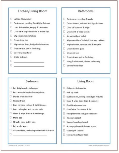 Chore Checklist Printable, Chore Cards For Kids, Room By Room Cleaning Checklist, Kids Cleaning Checklist, Chore List Printable, Printable Chore Cards, Cleaning List Printable, Household Chores List, Teen Chore Chart