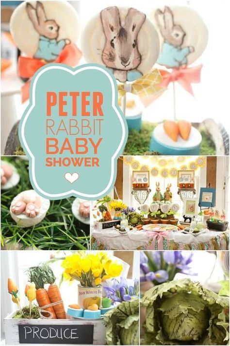 A Peter Rabbit Inspired Baby Shower Peter Rabbit Favors, Peter Rabbit Food Ideas, Peter Rabbit Party Ideas, Peter Rabbit Baby Shower Favors, Peter Rabbit Nursery Ideas, Beatrice Potter Baby Shower Ideas, Baby Shower Peter Rabbit Theme, Peter Rabbit Party Favors, Peter Rabbit Shower Ideas