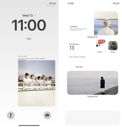 Lock Screen And Home Screen Aesthetic, Home Screen Ideas White, Lock Screen Setup, White Iphone Layout, Iphone Screen Ideas, Ios 17 Home Screen Ideas, Ios Theme Ideas, Simple Homescreen Layout, Minimal Home Screen