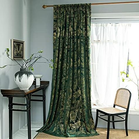 Block Out Curtains, Living Room Decor Curtains, Green Curtains, Living Room Green, Velvet Curtains, Printed Curtains, Curtain Decor, Curtains Bedroom, Curtains Living Room