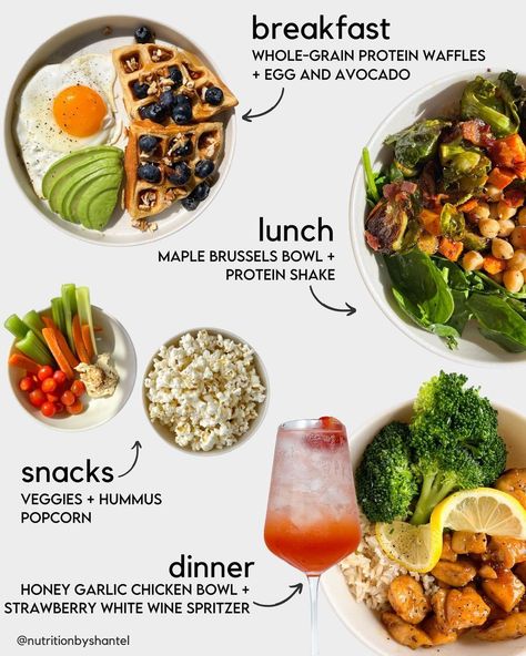 Healthy Plate Meals, Daily Meal Plan Healthy, Healthy Food For Breakfast, Healthy Daily Meals, Nailart Simple, Food For Breakfast, Menu Sarapan Sehat, Day Of Eating, Healthy High Protein Meals