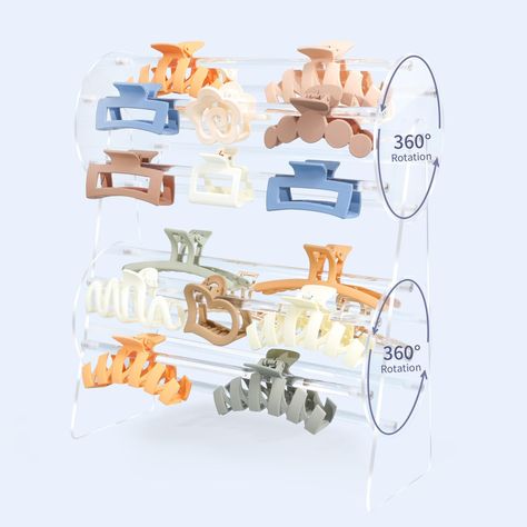 PRICES MAY VARY. Premium Material: This hair clip organizer storage is made of clear and sturdy acrylic material, and the claw clip storage has no odor. All edges are smooth and free of burrs. The hair clip holder is very sturdy and durable 360 Degree Rotation: Our claw clip storage rack adopts a 360 degree rotation design, which can rotate very smoothly. In addition to you can make your claw clips be ordered and take your claw clip out of the hair claw clip organizer easily Easy to Clean: The a Hair Claw Clip Organizer, Claw Clip Storage, Claw Clip Holder, Claw Clip Organizer, Hair Clip Storage, Closet Storage Accessories, Hair Clip Organizer, Clip Organizer, Clip Storage