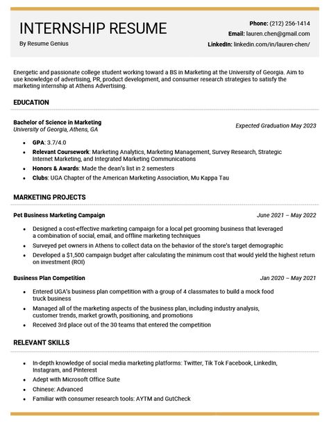 Career Change Resume, Teen Resume, High School Resume, Internship Resume, Integrated Marketing Communications, College Resume, Resume No Experience, Job Resume Examples, Resume Summary