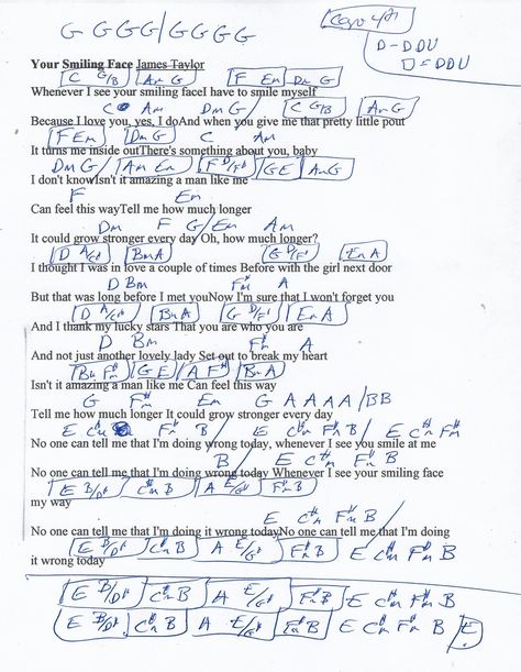 Your Smiling Face (James Taylor) Guitar Chord Chart - CApo 4th Fret Taylor Guitar, James Taylor, Guitar Chords And Lyrics, Guitar Chord Chart, Lyrics And Chords, Something About You, Smiling Face, Mandolin, Guitar Chords