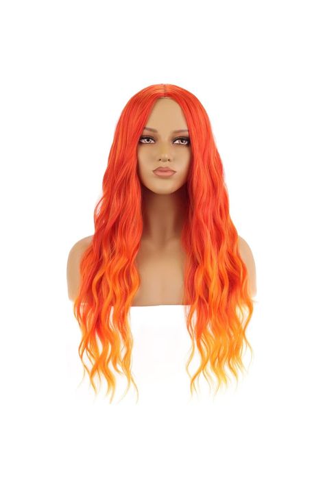 Fire Wig, Hot Pink Wig, Blue Ombre Wig, Black And White Wig, Orange Wig, Rainbow Wig, Wavy Curls, Blue Wig, Long Curly Wig