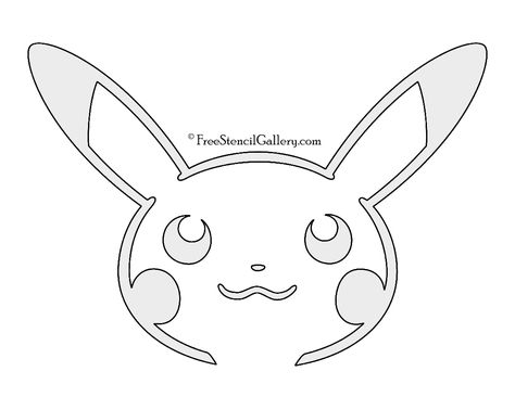 Pokemon - Pikachu Stencil 02 Pikachu Stencil, Pikachu Pumpkin Stencil, Pikachu Pumpkin Carving, Pokemon Pumpkin Stencils, Pokemon Stencils, Pikachu Pumpkin, Pokemon Pumpkin, Stencils Ideas, Pikachu Halloween