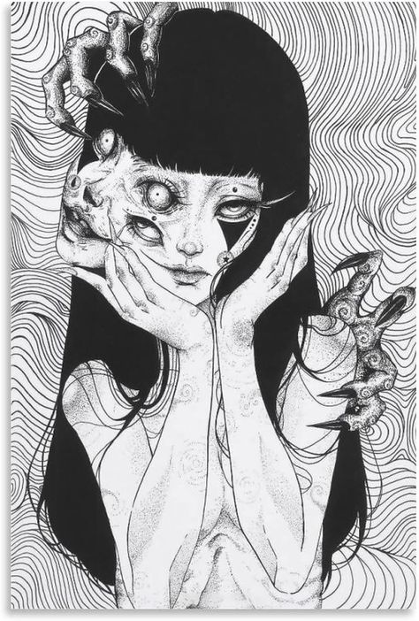 https://amzn.to/3E5KlZH Scary Drawings, Arte Indie, Japanese Horror, Psy Art, Japon Illustration, Junji Ito, Dark Art Drawings, Arte Inspo, Gothic Horror