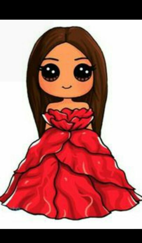 drawings Cartoon Girl, A Cartoon, A Drawing, Big Eyes, Red, Hair, Kawaii