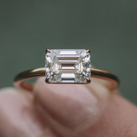 Emerald Cut Solitaire Ring, Emerald Cut Engagement, Art Deco Wedding Rings, Emerald Cut Moissanite, Emerald Cut Rings, Moissanite Diamond Rings, Emerald Engagement Ring Cut, Emerald Cut Diamond, Engagement Ring Cuts