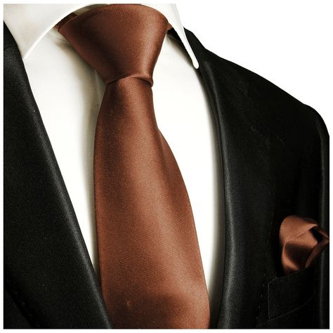 Solid Brown Necktie and Pocket Square Graduation Attire, Pocket Square Styles, Butterfly Photography, Wedding Autumn, Mens Wedding Attire, Black Suit Men, Groom And Groomsmen Attire, Solid Brown, Groomsmen Attire