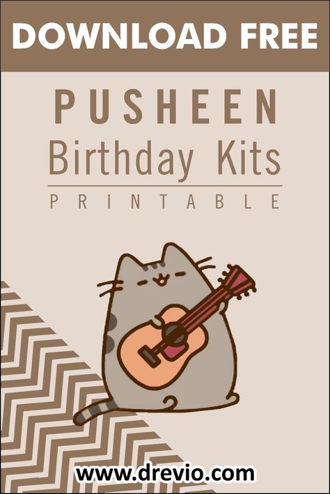 Cat Party Invitations Free Printable, Pusheen Printables Free, Pusheen Party Printables, Cat Party Printables Free, Pusheen Cat Birthday Party Invitations, Pusheen Birthday Party Ideas Games, Pusheen Birthday Decorations, Pusheen Birthday Invitations, Pusheen Printables