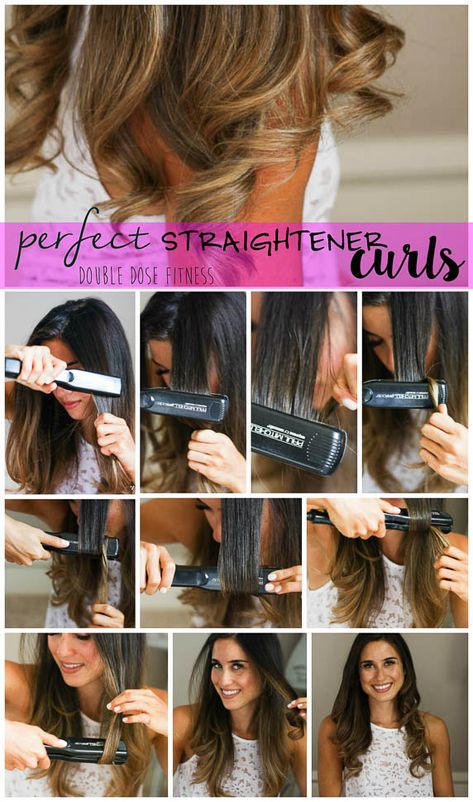 FINALLY got to sharing how we curl our hair with a straightener. We have been curling our hair like this for at least 4-5 years, and swear by it! Unlike using a regular curling iron, using a straightener leaves your hair feeling silky and smooth, all while giving you perfect curls that last all day … Straightener Curls, Curls With Straightener, Curl Hair With Straightener, Curl Your Hair, Flat Iron Curls, Curls For Long Hair, Long Face Hairstyles, Face Shape Hairstyles, Fresh Hair