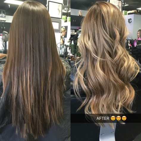 Before And After Balayage Blonde, Full Balayage Before And After, Hair Colour Before And After, Hair Before And After Color, Brunette Vs Blonde Before And After, Brown To Blonde Before And After, Burnett To Blonde Before And After, Highlights Before And After, Hair Color Before And After