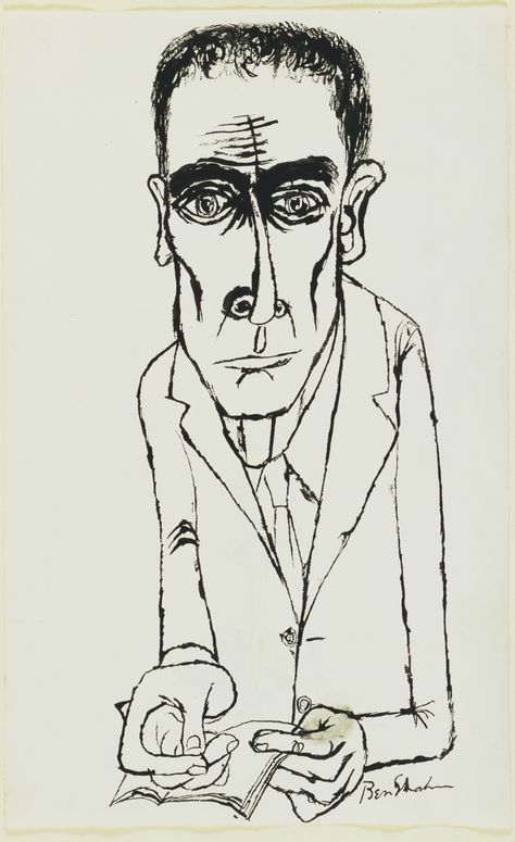 Ben Shahn. Dr. J. Robert Oppenheimer. (1954) | MoMA J Robert Oppenheimer, Robert Oppenheimer, Ben Shahn, Social Realism, Dr J, Drawing Examples, Modern And Contemporary Art, Expressionist Art, Ink Drawings