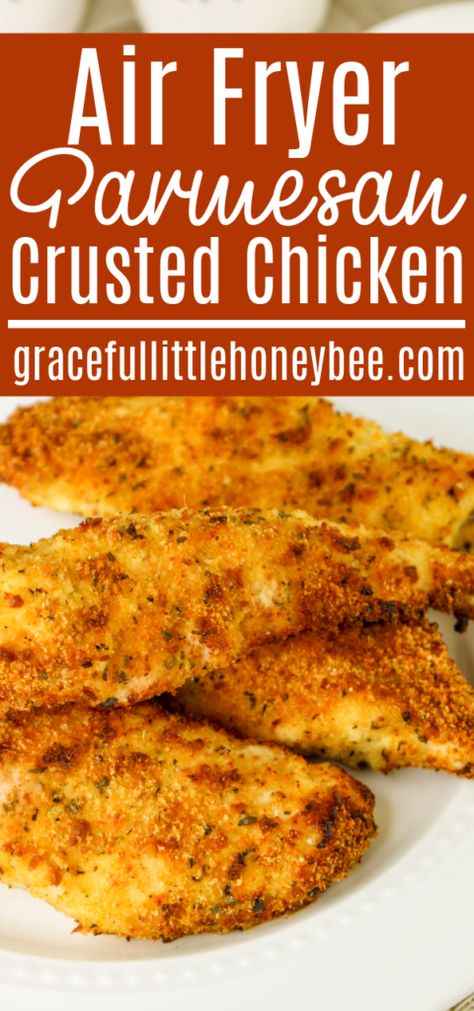 Air Fryer Parmesan Crusted Chicken, Chicken In The Air Fryer, Air Fryer Chicken Breast, Chicken Parmesan Recipe Easy, Keto Fried Chicken, Parmesan Crusted Chicken, Air Fryer Recipes Chicken, Best Instant Pot Recipe, Air Fryer Dinner Recipes