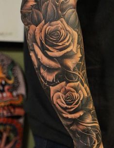 101 Best Rose Tattoos For Men: Cool Designs + Ideas (2021 Guide) Mangas Tattoo, Rose Tattoo Sleeve, Sanskrit Tattoo, Rose Sleeve, Tato Henna, Rose Tattoos For Men, Female Tattoos, Label Art, Forearm Tattoo Design