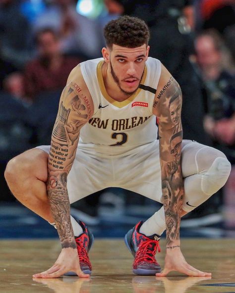 New Orleans Pelicans on Instagram: “Lonzo locked in 🔒” Lonzo Ball Tattoo Sleeve, Lonzo Ball Tattoo, Lamelo Ball Tattoo, Nba Players Tattoos, New Orleans Tattoo Ideas, Pelican Tattoo, Self Made Tattoo, Arm Tattoos Lettering, Made Tattoo