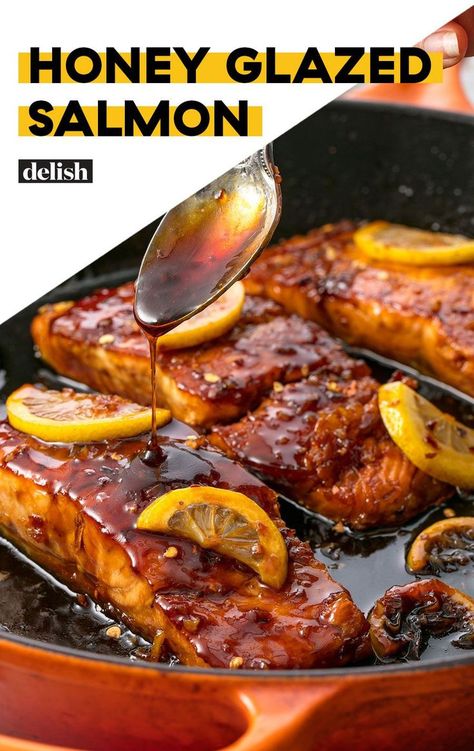 Honey Garlic Glazed Salmon, Salmon Recipes Baked Healthy, Honey Glazed Salmon, Salmon Glaze Recipes, Garlic Butter Salmon, Butter Salmon, Garlic Salmon, Pasta Carbonara, Honey Glazed