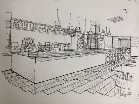 Penning Palatable Perfection: Restaurant Interior Sketch Service Restaurant Drawing Sketch, Restaurant Perspective, Bar Sketch, Restaurant Sketch, Restaurant Drawing, Sketch Restaurant, Interior Architecture Sketch, Architecture 101, Plan 2d