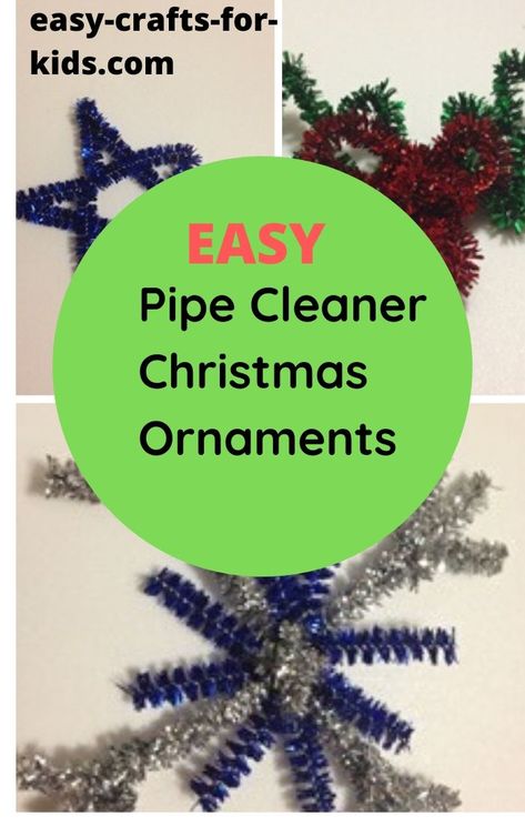 Pipe Cleaner Christmas Ornaments for the Christmas Tree Kids Christmas Ornament Crafts, Diy Christmas Tree Crafts, Christmas Crafts For Kids Preschool, Winter Crafts For Kids Preschool, Pipe Cleaner Christmas Ornaments, Easy Pipe Cleaner Crafts, Foam Christmas Tree, Paper Christmas Tree Craft, Snowflakes For Kids