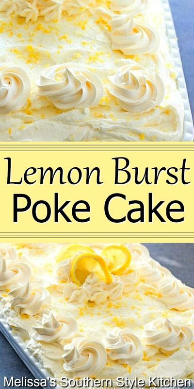 Lemon Poke Cake, Poke Cake Lemon, Lemon Cream Cheese Frosting, Cake Lemon, Lemon Bar, Lemon Dessert Recipes, Poke Cake Recipes, Poke Cakes, Spring Desserts