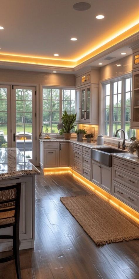 #kitchen #lighting #ceilinglights #homedecor https://www.theworldaccordingtome.org/1963860_15-kitchen-ideas-to-transform-your-space/?multi-generational-craftsman-house-plan-with-timber-framed-gables Best Kitchen Lighting, Kitchen Ceiling Lights, Kitchen Ceiling, Classic Kitchen, Dream House Rooms, Modern Kitchen Design Luxury, Kitchen Inspiration Design, Luxury Kitchens, Luxury Kitchen