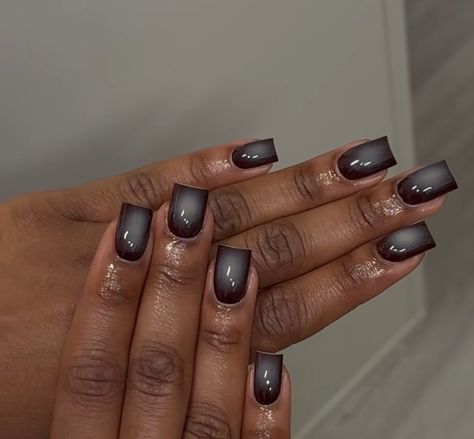 Fall Acrylic Nails Black Women, Dark Olive Nails, Fall Short Acrylics, Nardo Grey Nails, Grey Aura Nails, Short Grey Nails, Gray Matte Nails, Chocolate Brown Nails, Grey Matte Nails