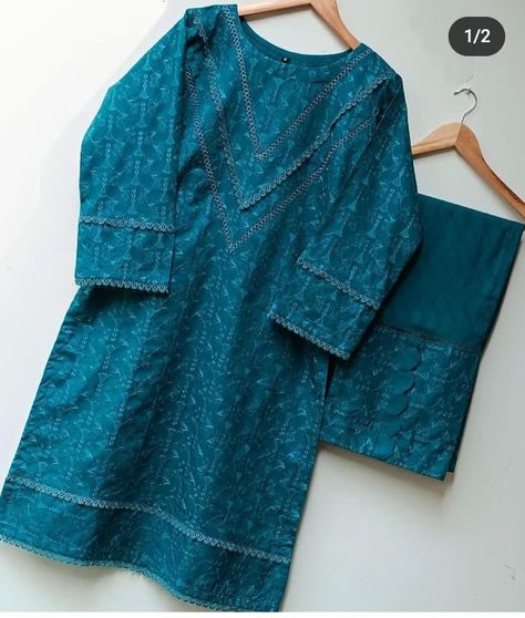 Cotton Kamiz Designs, Lace Dress Designs Pakistani, Simple Cotton Suits Designs, Cutwork Suits, Women Shirt Designs, Cotton Suit Designs, Simple Dress Casual, Simple Frock Design, Dress Designing