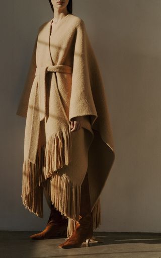 Fringe Coat, Fringe Cape, Dreams To Reality, Wool Cape Coat, Fringe Coats, Childhood Dreams, Count Dracula, Blanket Coat, Wool Cape