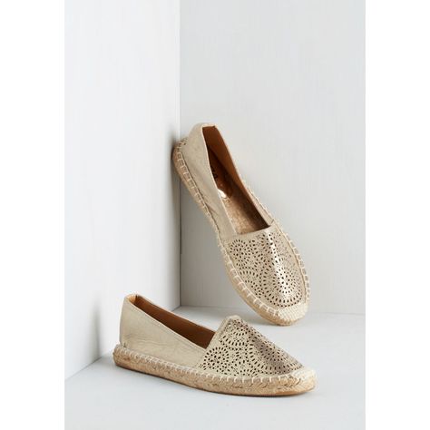 It Was All a Gleam Flat by ModCloth (16 CAD) ❤ liked on Polyvore Ella Shoes, Gold Espadrilles, Indian Shoes, Jump For Joy, Espadrilles Shoes, Espadrille Flats, Vintage Flats, Classy Shoes, Casual Spring