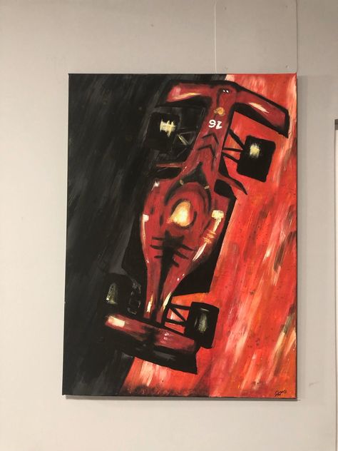 F1 Ferrari Car Canvas Acrylic Painting -  #Acrylic #Canvas #Car #Ferrari #Painting F1 Art Ferrari, Car Painting Aesthetic, F1 Canvas Painting, F1 Painting Ideas, Charles Leclerc Painting, F1 Art Paintings, F1 Car Painting, Painting Ideas For Men, Formula 1 Painting