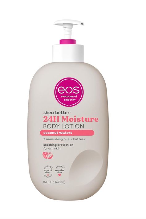 eos Shea Better Body Lotion- Coconut Waters, 24-Hour Moisture Skin Care, Lightweight & Non-Greasy, Made with Natural Shea, Vegan, 16 fl oz Eos Coconut Water, Eos Coconut Waters Combo, Scent Routine, Coconut Body Care, Eos Lotion, Lotion Coconut, Coconut Lotion, Coconut Dream, Better Body